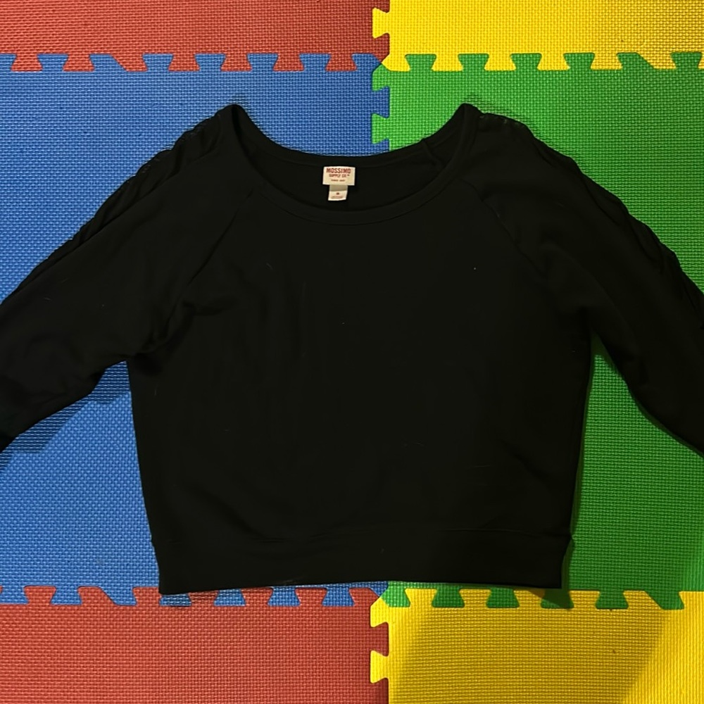 Mossimo Supply Co. Black Long Sleeve Top with Mesh Stripe on both Sleeves